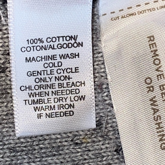 Lou & Grey cotton cardigan sweater Sz S open style asymmetrical hem light grey - Picture 6 of 10